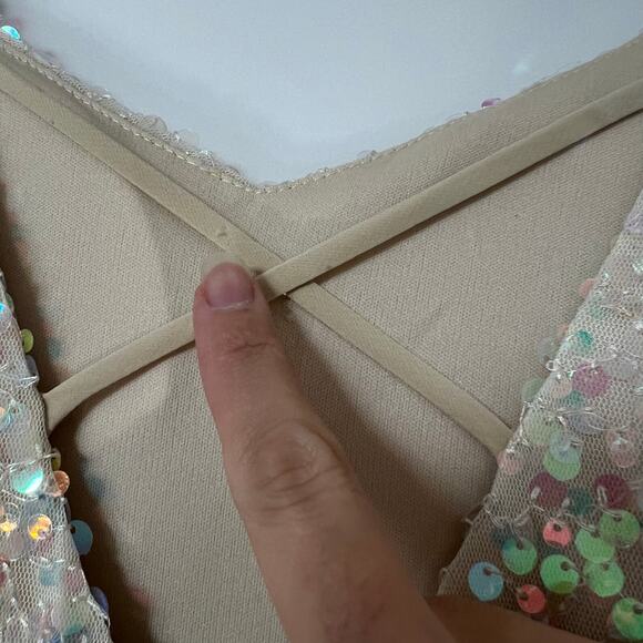 NEW Say Yes Sequin Tiered Gown Prom Multi color Dress‎ Iridescent - Picture 10 of 11